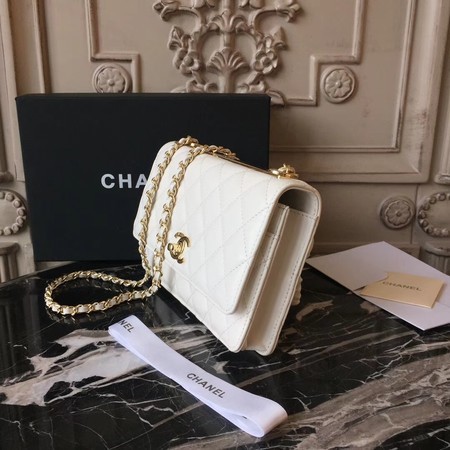 Chanel WOC Original Sheepskin Leather Shoulder Bag D33814 Offwhite