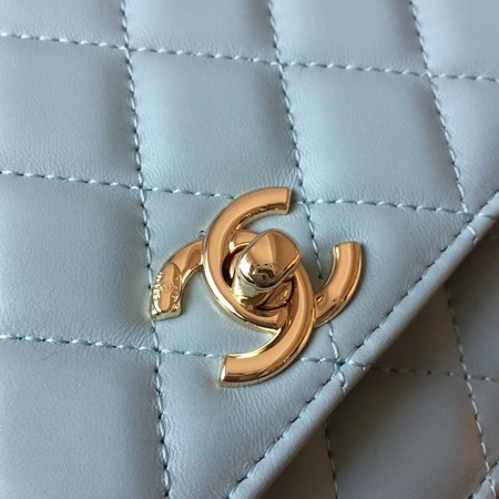 Chanel WOC Original Sheepskin Leather Shoulder Bag D33814 Skyblue