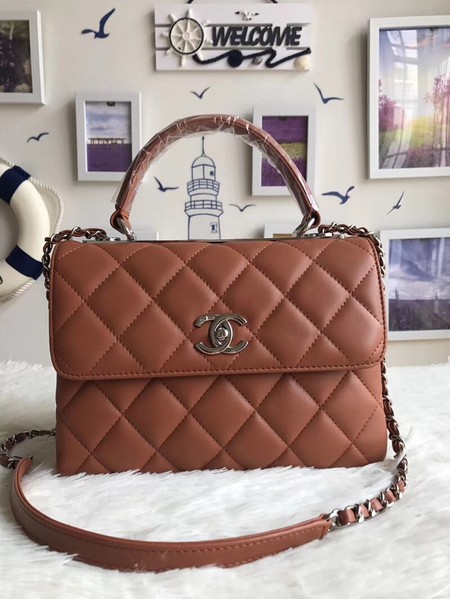 Chanel Original Sheepskin Leather Tote Bag A92236 caramel silver Buckle