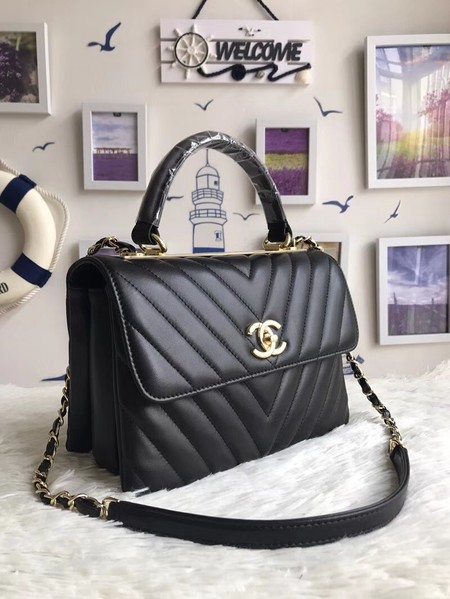 Chanel Original Sheepskin Leather Tote Bag A92236 black Gold Buckle