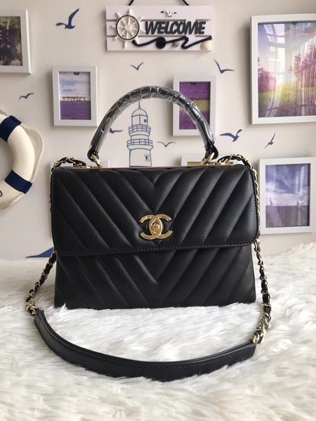 Chanel Original Sheepskin Leather Tote Bag A92236 black Gold Buckle