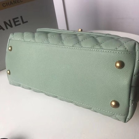 Chanel original Caviar leather flap bag top handle A92991 Peppermint Green