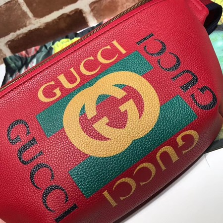 Gucci Calfskin Leather Pocket A493869 Red