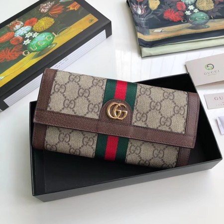 Gucci Calfskin Leather Wallet 523153 brown