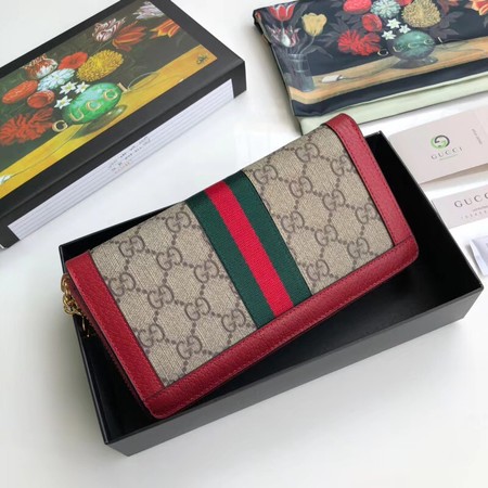 Gucci Calfskin Leather Wallet 523154 red
