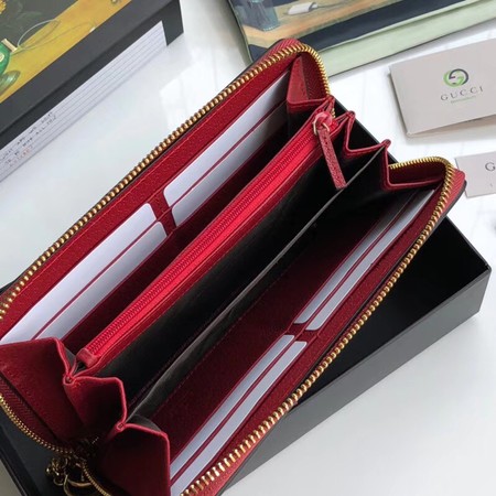 Gucci Calfskin Leather Wallet 523154 red