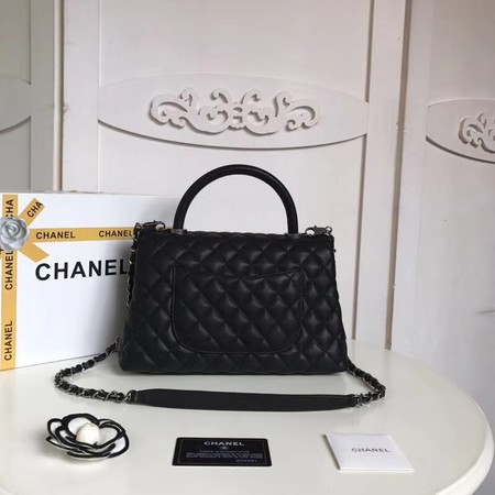 Chanel Classic black Top Handle Bag Original Sheepskin Leather A92215 black