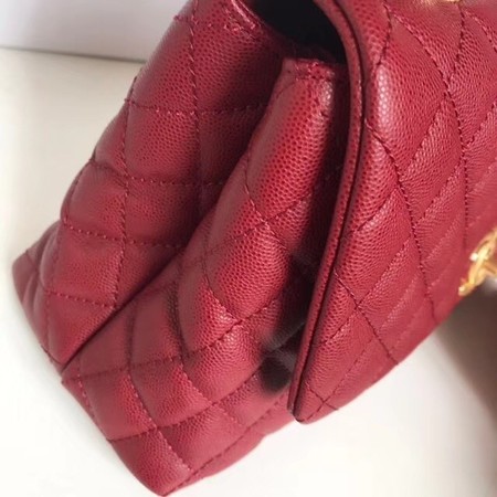 Chanel Classic Top Handle Bag Original Caviar Leather A92215 Deep red