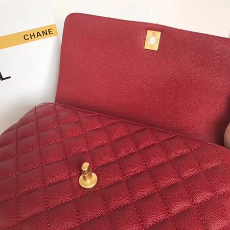 Chanel Classic Top Handle Bag Original Caviar Leather A92215 Deep red