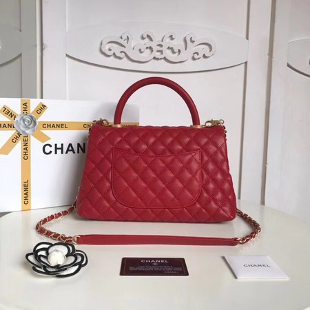 Chanel Classic Top Handle Bag Original Caviar Leather A92215 red