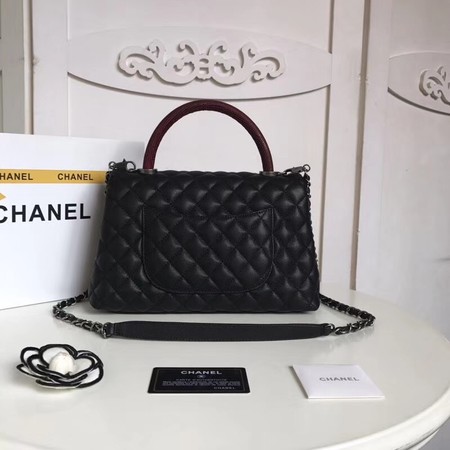 Chanel Classic red Top Handle Bag Original Caviar Leather A92215 black