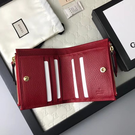 Gucci Calfskin Leather Wallet 474747 red