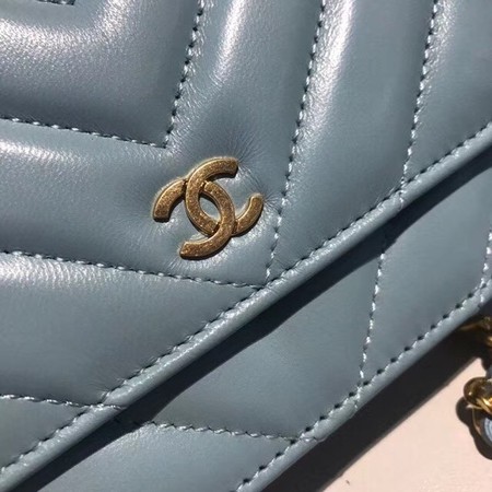Chanel WOC Original sheepskin Leather Flap Shoulder Bag D33814 Light blue