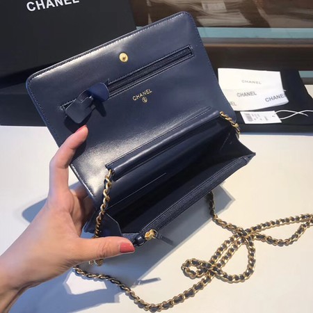 Chanel WOC Original sheepskin Leather Flap Shoulder Bag D33814 Royal Blue