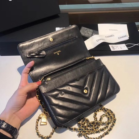 Chanel WOC Original sheepskin Leather Flap Shoulder Bag D33814 black