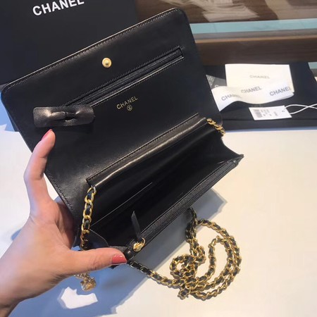 Chanel WOC Original sheepskin Leather Flap Shoulder Bag D33814 black