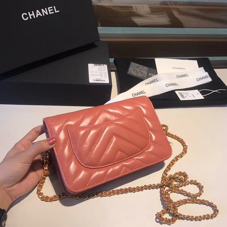 Chanel WOC Original sheepskin Leather Flap Shoulder Bag D33814 pink