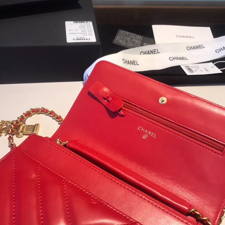 Chanel WOC Original sheepskin Leather Flap Shoulder Bag D33814 red