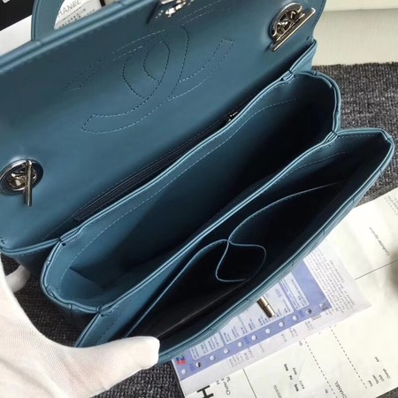 Chanel Original Sheepskin Leather Tote Bag V92236 blue silver Buckle