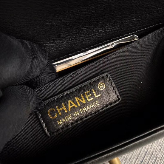 Chanel Le Boy Flap Shoulder Bag Original Calf leather A67085 black Gold Buckle