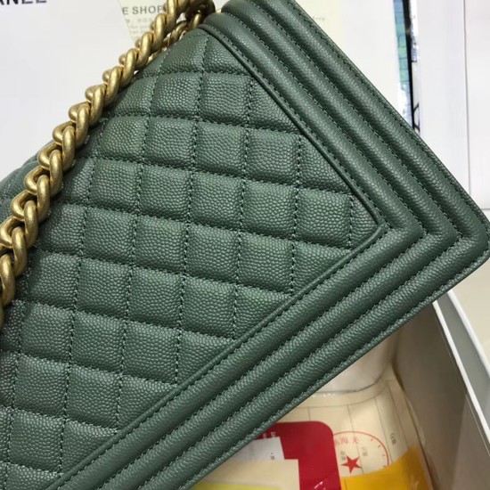 Chanel Leboy Original caviar leather Shoulder Bag A67086 green gold chain