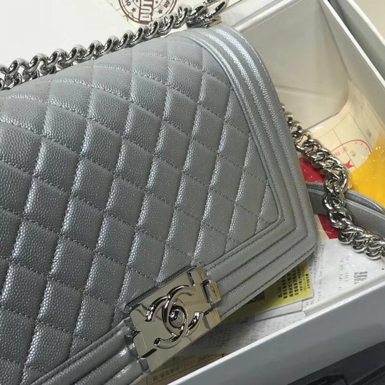 Chanel Leboy Original caviar leather Shoulder Bag A67086 silver silver chain