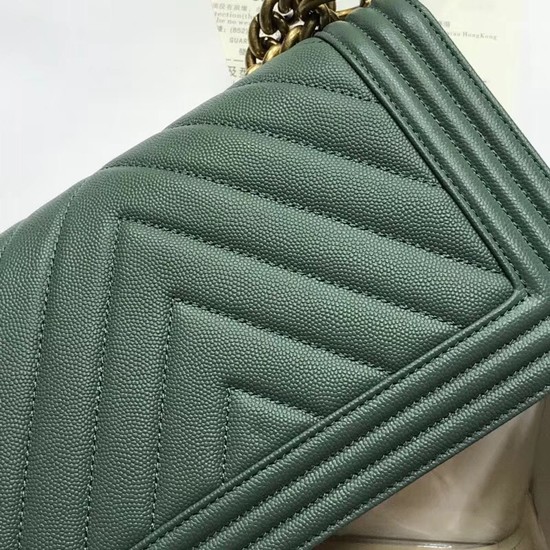 Chanel Leboy Original caviar leather Shoulder Bag V67086 green gold chain