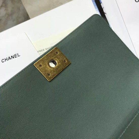 Chanel Leboy Original caviar leather Shoulder Bag V67086 green gold chain