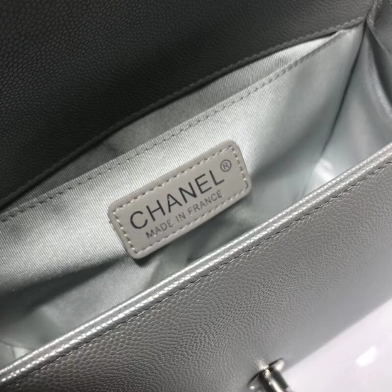 Chanel Leboy Original caviar leather Shoulder Bag V67086 silver silver chain