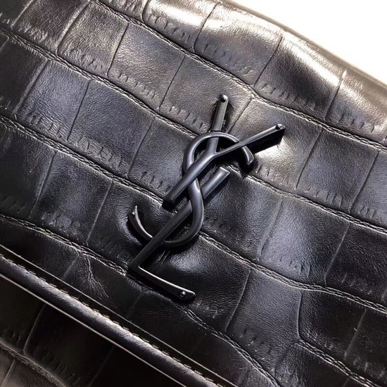 SAINT LAURENT Medium Niki Chain Bag Cabas crocodile-embossed leather 498894 Black