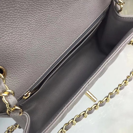 Chanel Original Caviar Leather Flap cross-body bag CF1116 Silver gray Gold chain