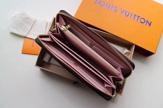 Louis Vuitton Damier Ebene Canvas Zippy Wallet 63503 pink