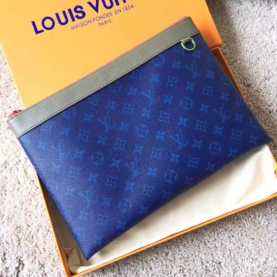 Louis Vuitton Monogram Canvas Clutch Bag POCHETTE APOLLO 61692 blue
