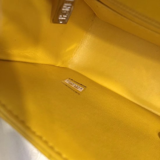Chanel Classic original Sheepskin Leather cross-body bag A1116 yellow silver chain