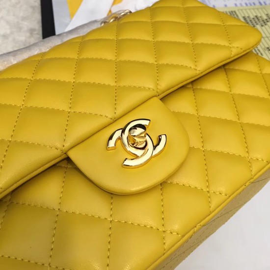 Chanel Flap Original Sheepskin Leather CF1112 Yellow gold chain