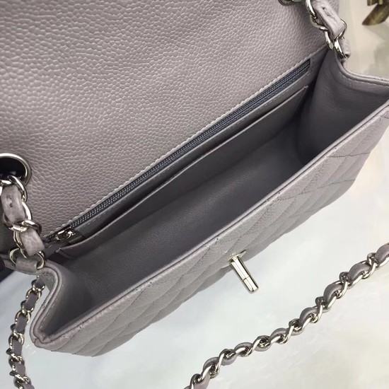 Chanel Original Caviar Leather Flap cross-body bag CF1116 Silver gray Silver chain