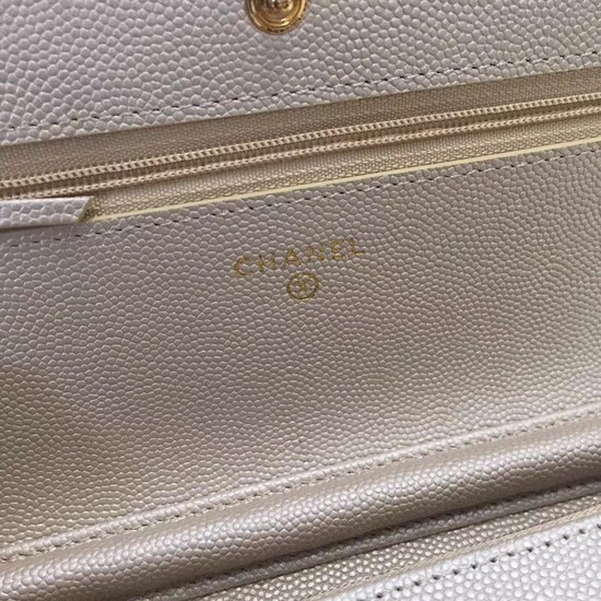 Chanel WOC Original Caviar Leather Flap cross-body bag CF33814 gold Gold chain