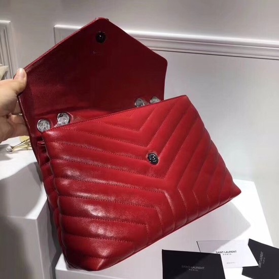 SAINT LAURENT Loulou Monogram medium quilted leather shoulder bag 74558 red