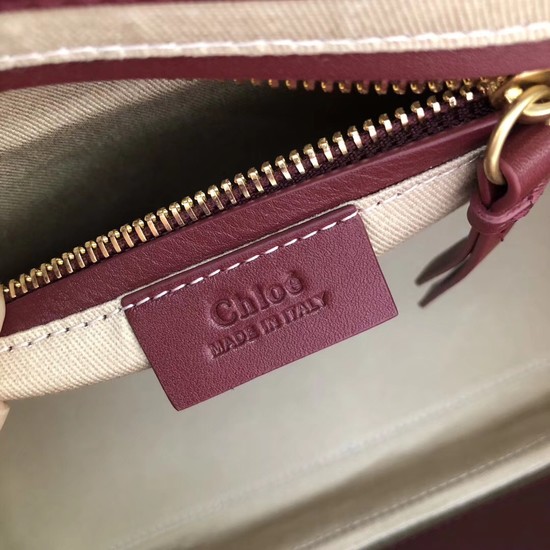 CHLOE Roy leather and suede small shoulder bag 20656 Plum purple