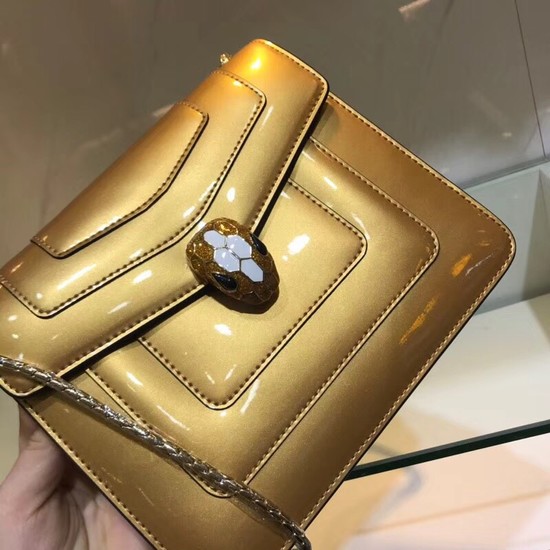 BVLGARI Serpenti Forever metallic-leather shoulder bag 08962 gold