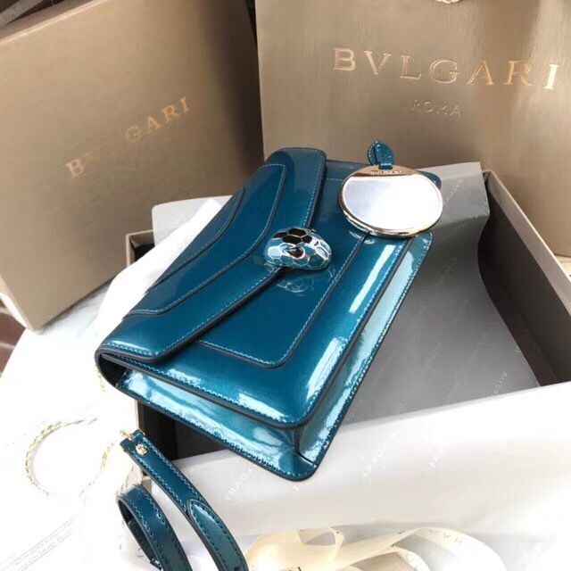BVLGARI Serpenti Forever metallic-leather shoulder bag 4953 blue