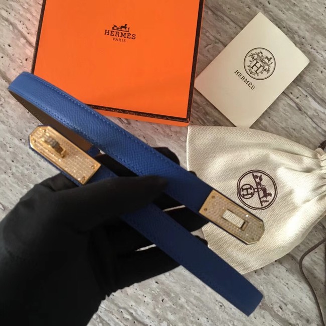 Hermes original epsom leather Kelly belt H069853 blue