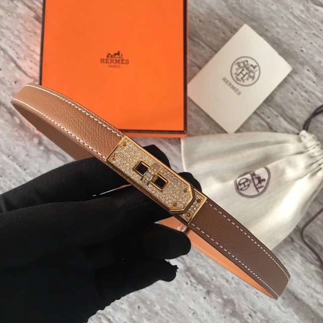 Hermes original epsom leather Kelly belt H069853 brown