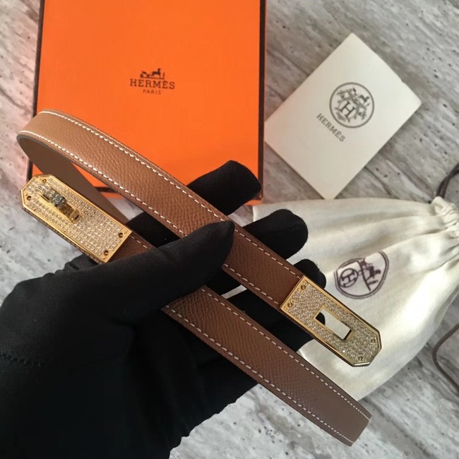 Hermes original epsom leather Kelly belt H069853 brown