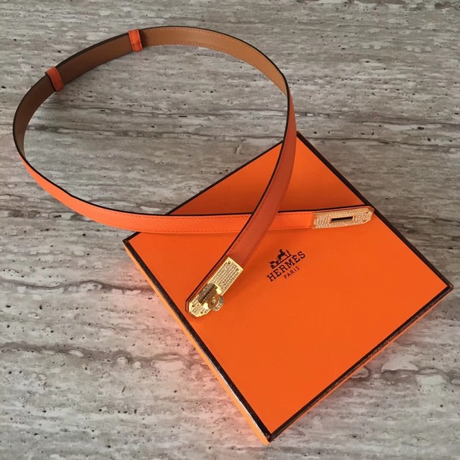 Hermes original epsom leather Kelly belt H069853 orange