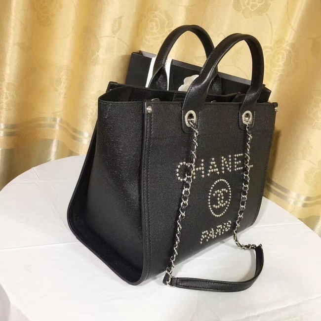 Chanel Original Caviar Leather Tote Shopping Bag 92565 black