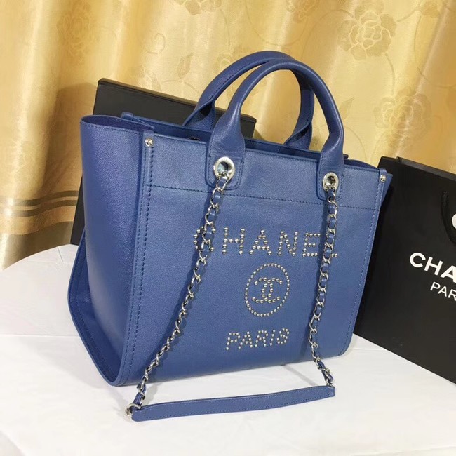 Chanel Original Caviar Leather Tote Shopping Bag 92565 blue