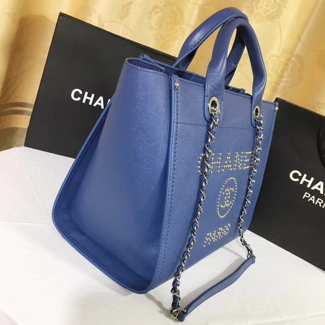 Chanel Original Caviar Leather Tote Shopping Bag 92565 blue