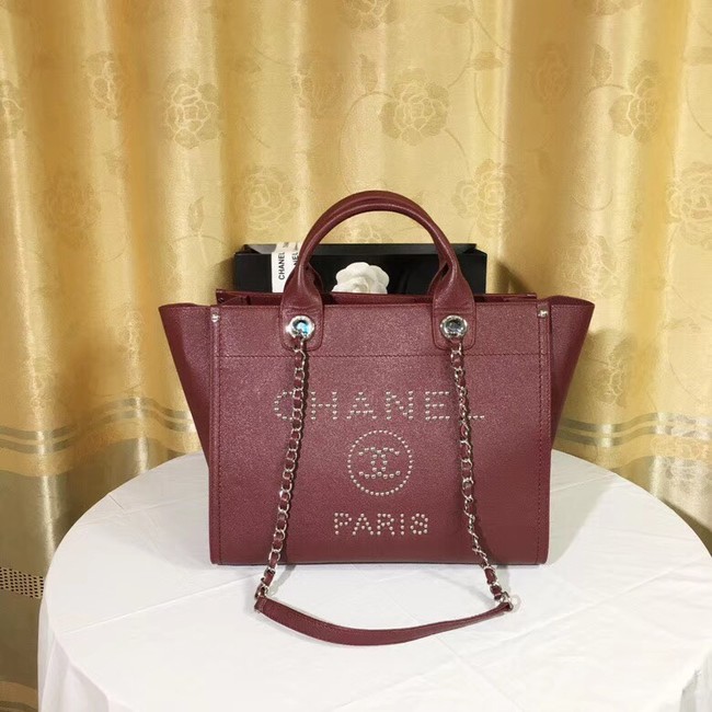 Chanel Original Caviar Leather Tote Shopping Bag 92565 red