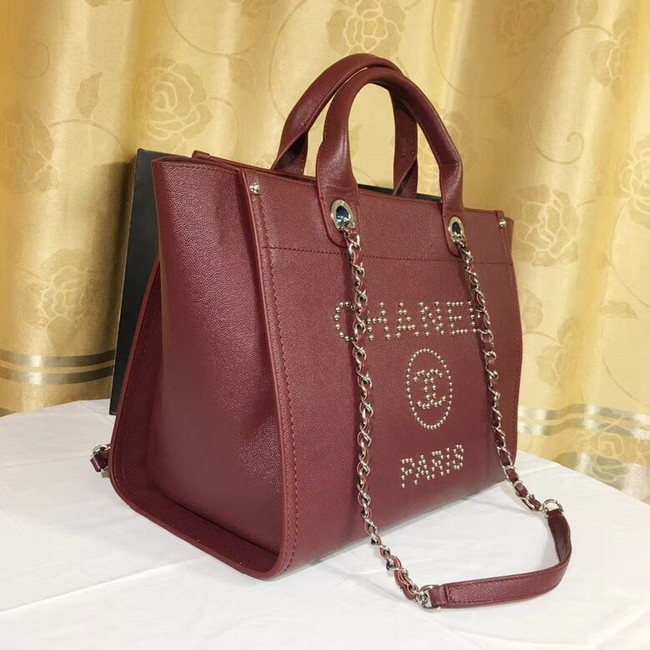 Chanel Original Caviar Leather Tote Shopping Bag 92565 red